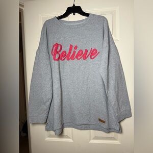 Marleylilly Women’s Holiday Believe Gray Long Sleeve Top